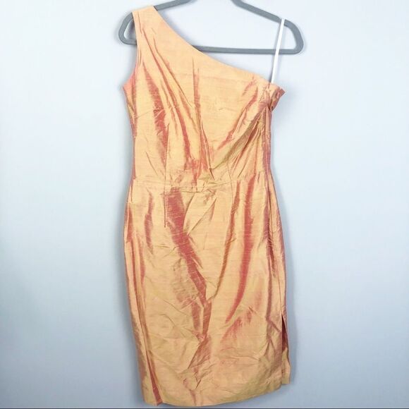 SIRI | Silk Iridescent Asymmetrical Cocktail Dress One Shoulder Women’s Size 10 - Picture 1 of 8